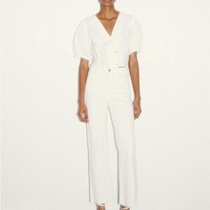ZARA CROPPED BLOUSE WITH JEWEL BUTTON Size Small